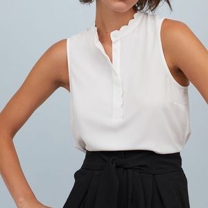 H&M Scalloped Edge Sleeveless Blouse